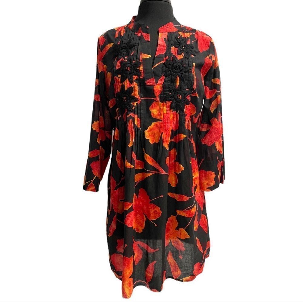 Soft Surroundings Hibiscus Tunic Top Sz S